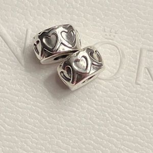 Authentic 100% Pandora 2 Heart Clips